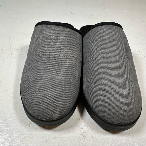 Toms Slippers Mens 7 Harbor Black Distressed Twill Slip On Mules Hard Sole - Picture 2 of 13
